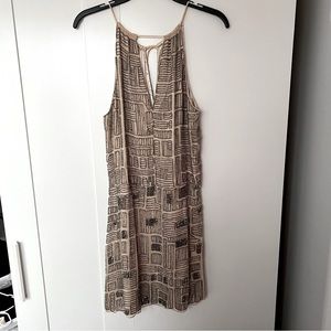 Parker Nude Silk Sequin Shift Dress. Size Small